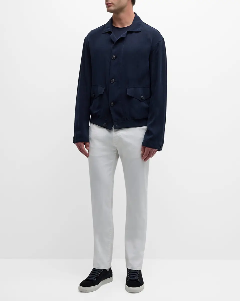 Giorgio Armani Men's Cupro Jacket with Flap Pockets | Thumbnail 2 Giorgio Armani Men's Cupro Jacket with Flap Pockets | Thumbnail 2