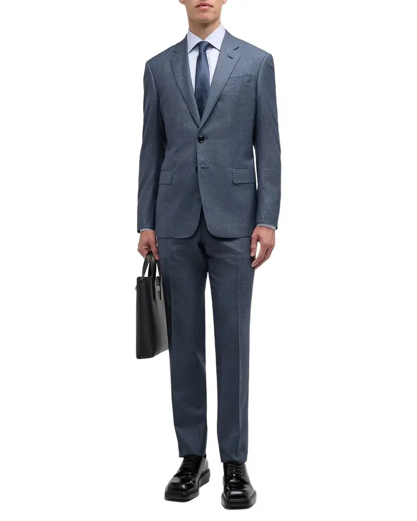 Giorgio Armani Men's Micro-Squares Wool Classic Fit Suit | Image 1 Giorgio Armani Men's Micro-Squares Wool Classic Fit Suit | Image 1