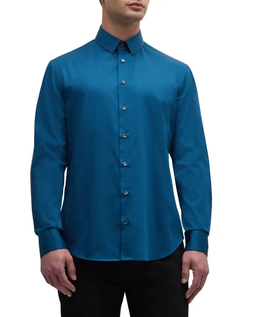 Giorgio Armani Men's Solid Cotton Sport Shirt | Image 1 Giorgio Armani Men's Solid Cotton Sport Shirt | Image 1