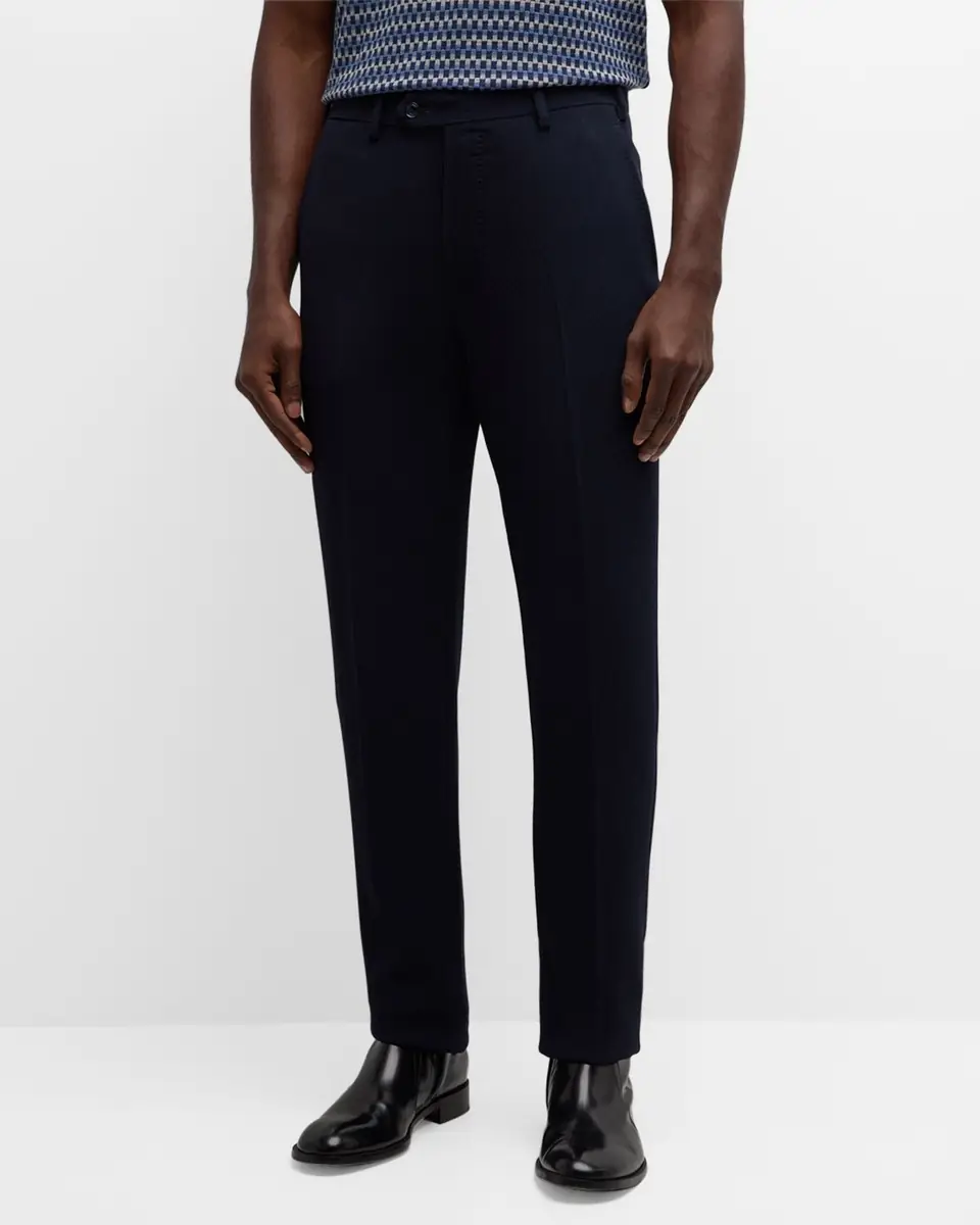 Giorgio Armani Men's Cannete Effect Flat-Front Trousers | Thumbnail 2 Giorgio Armani Men's Cannete Effect Flat-Front Trousers | Thumbnail 2