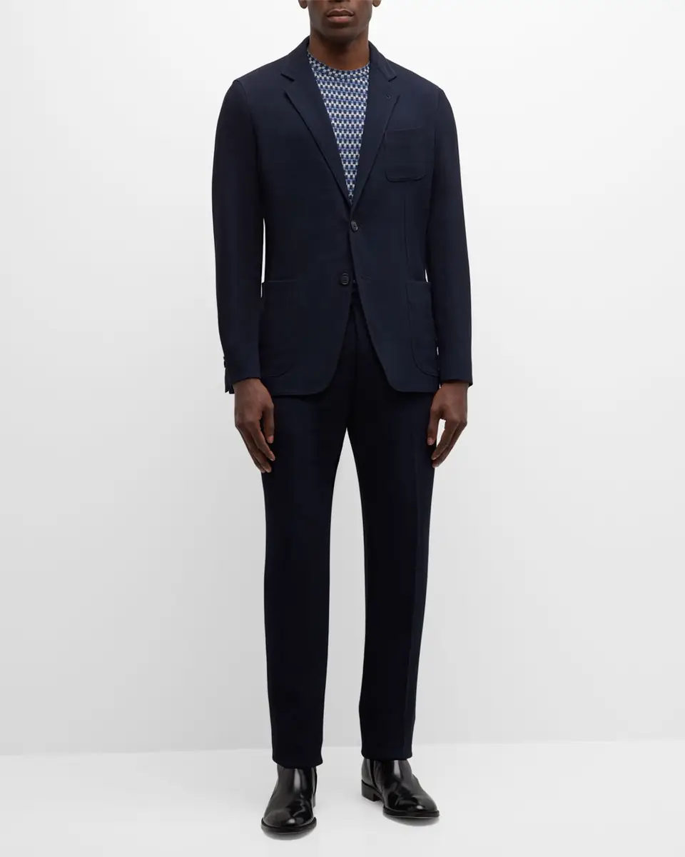 Giorgio Armani Men's Cannete Effect Flat-Front Trousers | Thumbnail 3 Giorgio Armani Men's Cannete Effect Flat-Front Trousers | Thumbnail 3