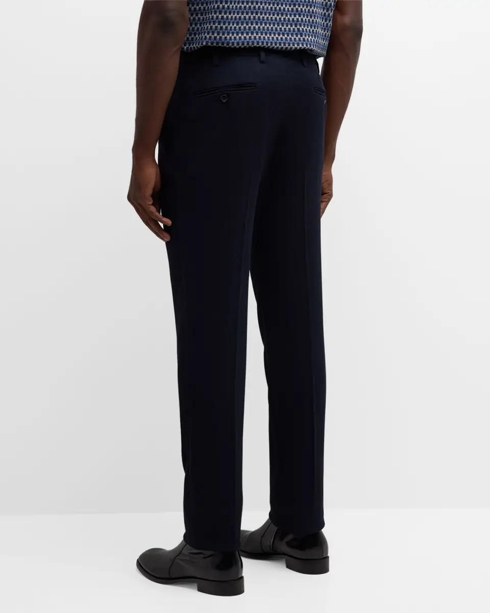 Giorgio Armani Men's Cannete Effect Flat-Front Trousers | Thumbnail 4 Giorgio Armani Men's Cannete Effect Flat-Front Trousers | Thumbnail 4