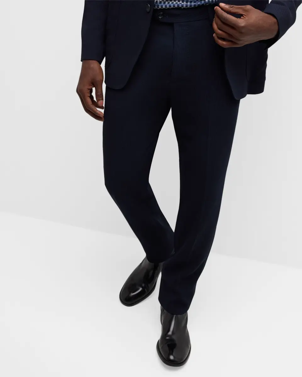 Giorgio Armani Men's Cannete Effect Flat-Front Trousers | Thumbnail 6 Giorgio Armani Men's Cannete Effect Flat-Front Trousers | Thumbnail 6