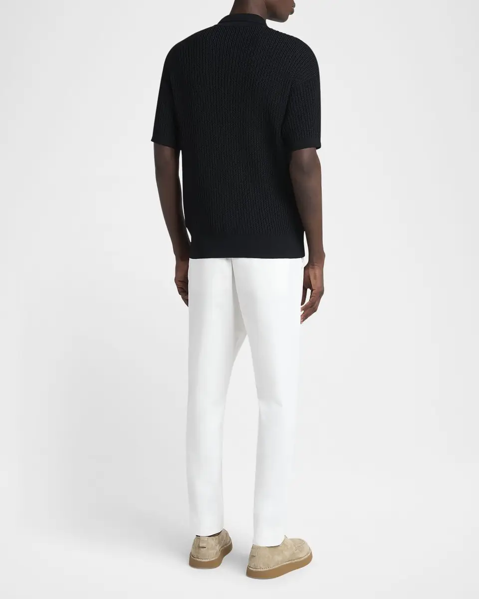 Giorgio Armani Men's Textured Knit Short-Sleeve Quarter-Zip Polo Sweater | Thumbnail 2 Giorgio Armani Men's Textured Knit Short-Sleeve Quarter-Zip Polo Sweater | Thumbnail 2