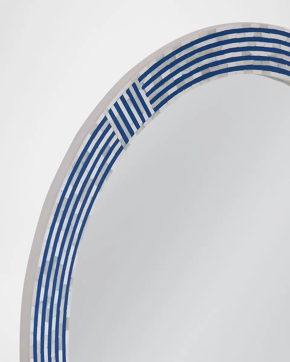Katherine Noble by BMC Blue Resin & Bone Wall Mirror, 40" Round | Thumbnail 4
