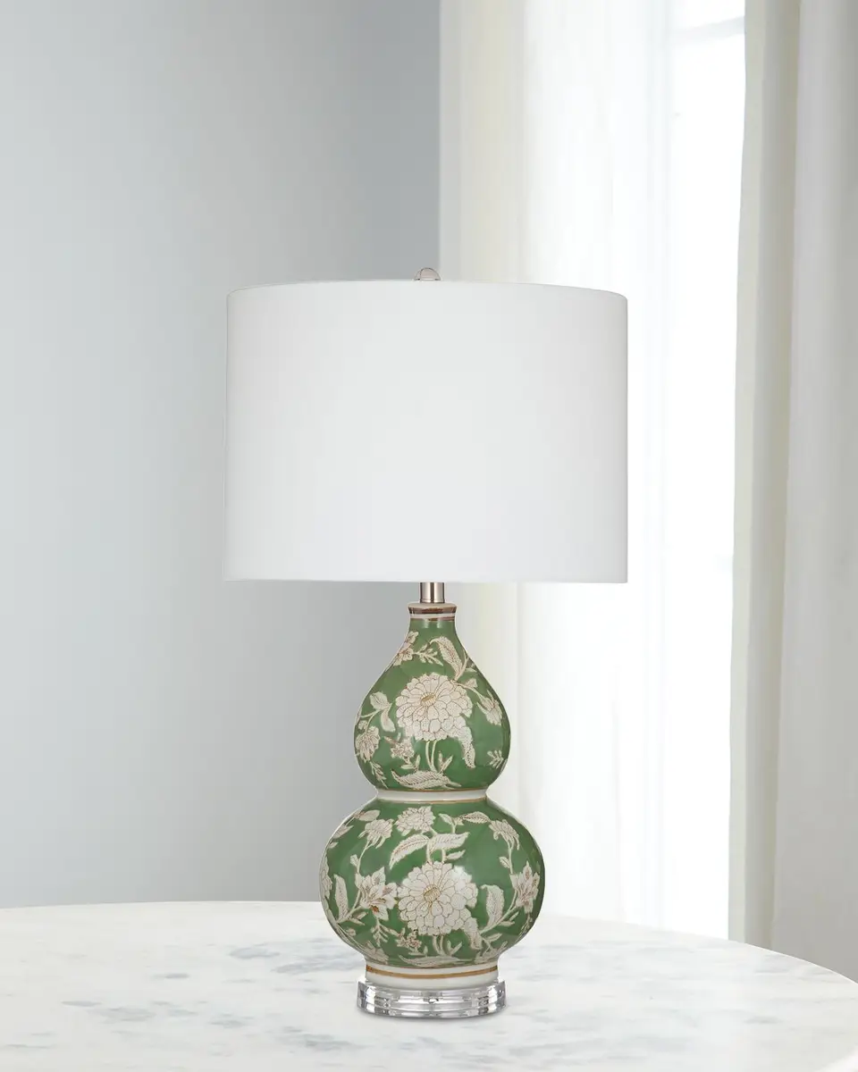 Katherine Noble by BMC Capri 28" Floral Double-Gourd Table Lamp | Thumbnail 2 Katherine Noble by BMC Capri 28" Floral Double-Gourd Table Lamp | Thumbnail 2