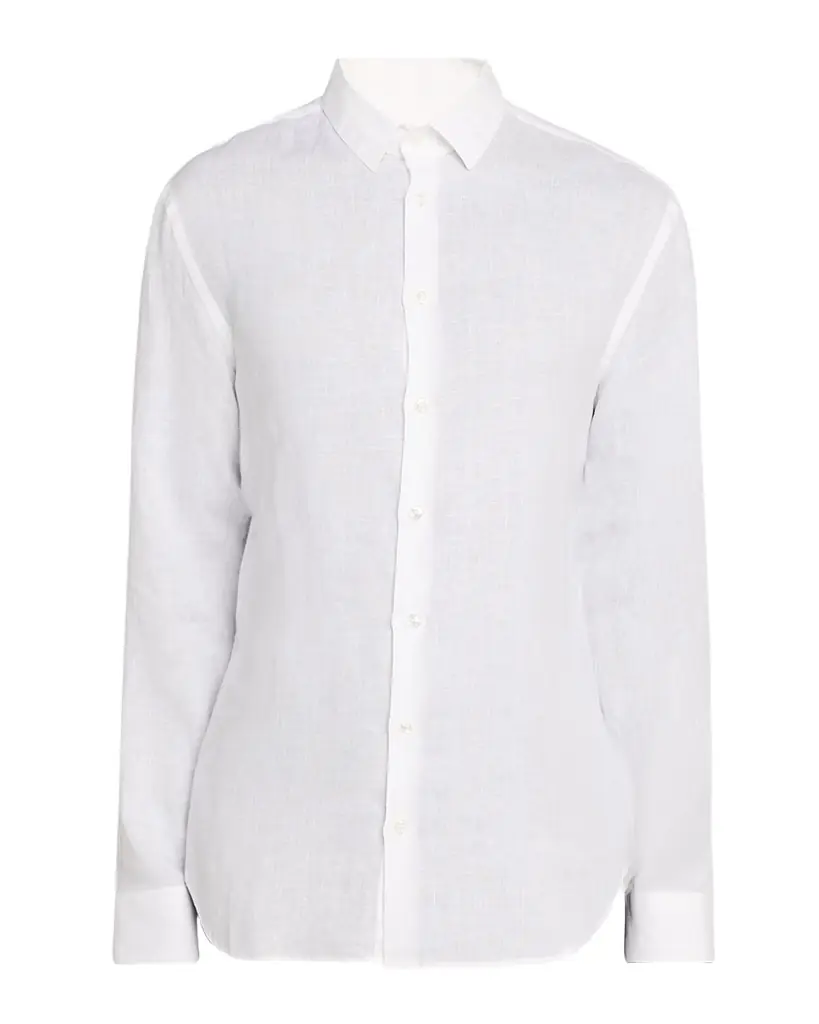 Men's Solid Linen Button-Down Shirt Men's Solid Linen Button-Down Shirt