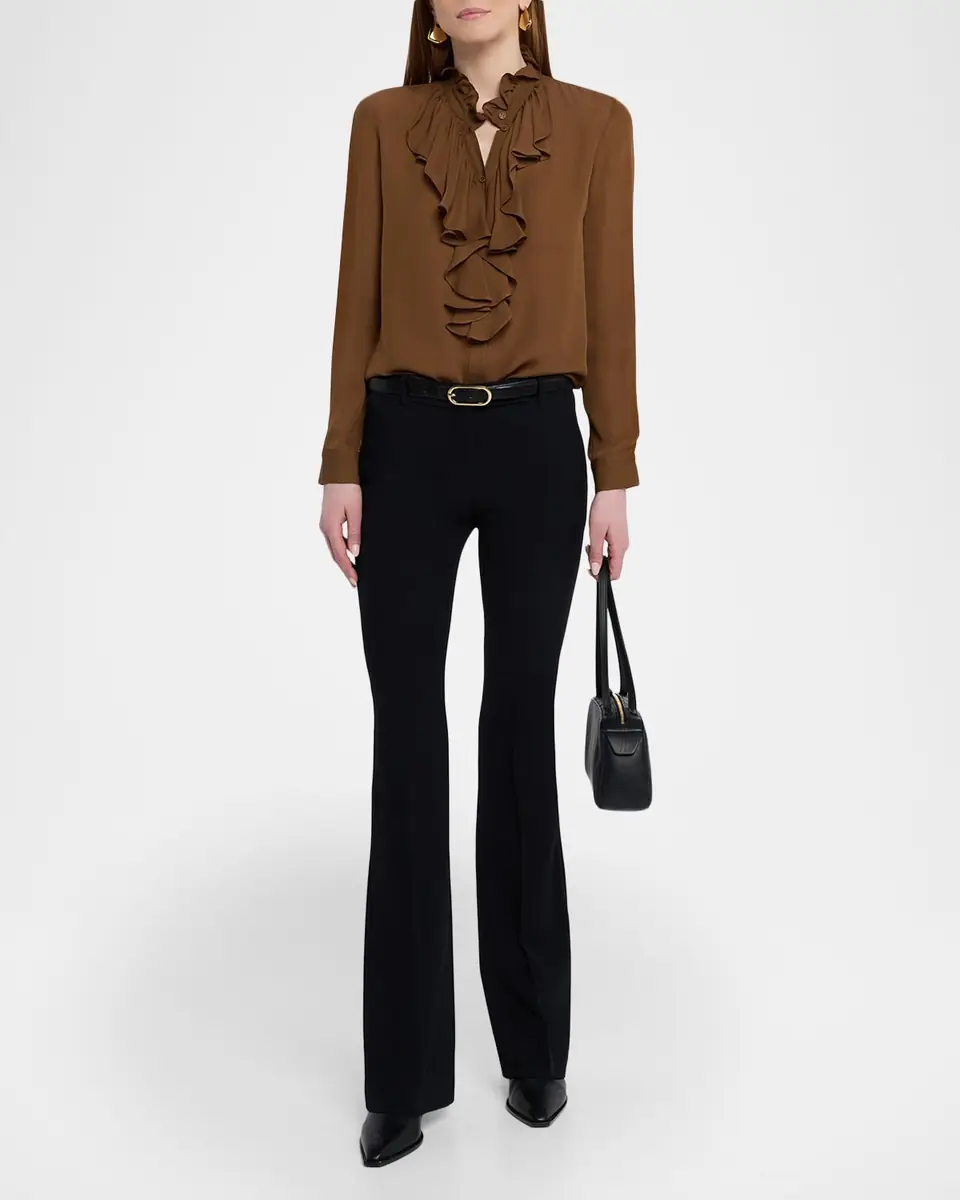 Nili Lotan Lily Ruffle-Embellished Silk Blouse | Thumbnail 2 Nili Lotan Lily Ruffle-Embellished Silk Blouse | Thumbnail 2