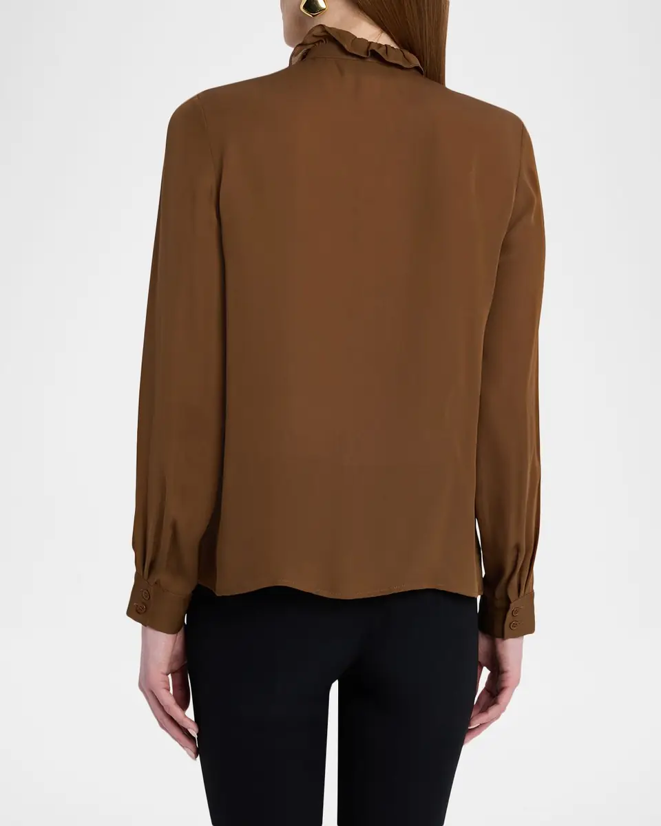 Nili Lotan Lily Ruffle-Embellished Silk Blouse | Thumbnail 3 Nili Lotan Lily Ruffle-Embellished Silk Blouse | Thumbnail 3