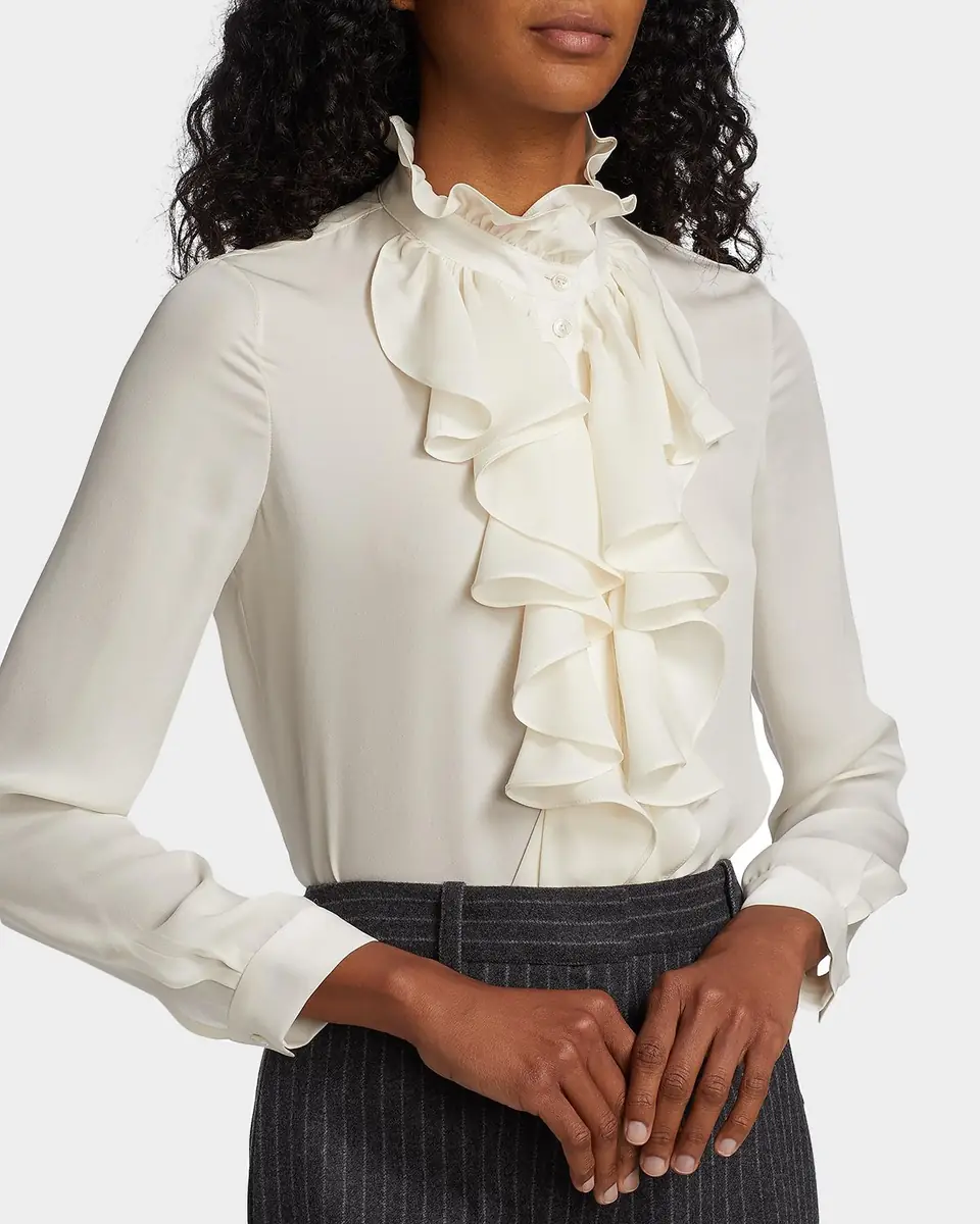 Nili Lotan Lily Ruffle-Embellished Silk Blouse | Thumbnail 5 Nili Lotan Lily Ruffle-Embellished Silk Blouse | Thumbnail 5