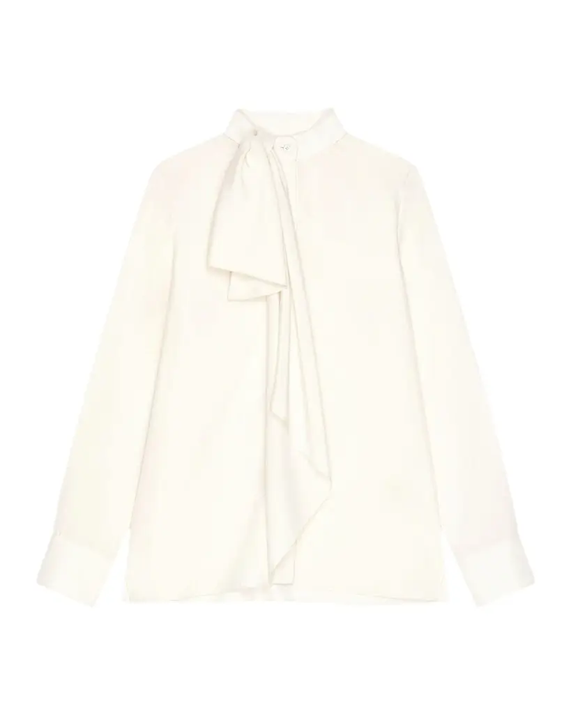 Draped Bow Silk Blouse Draped Bow Silk Blouse