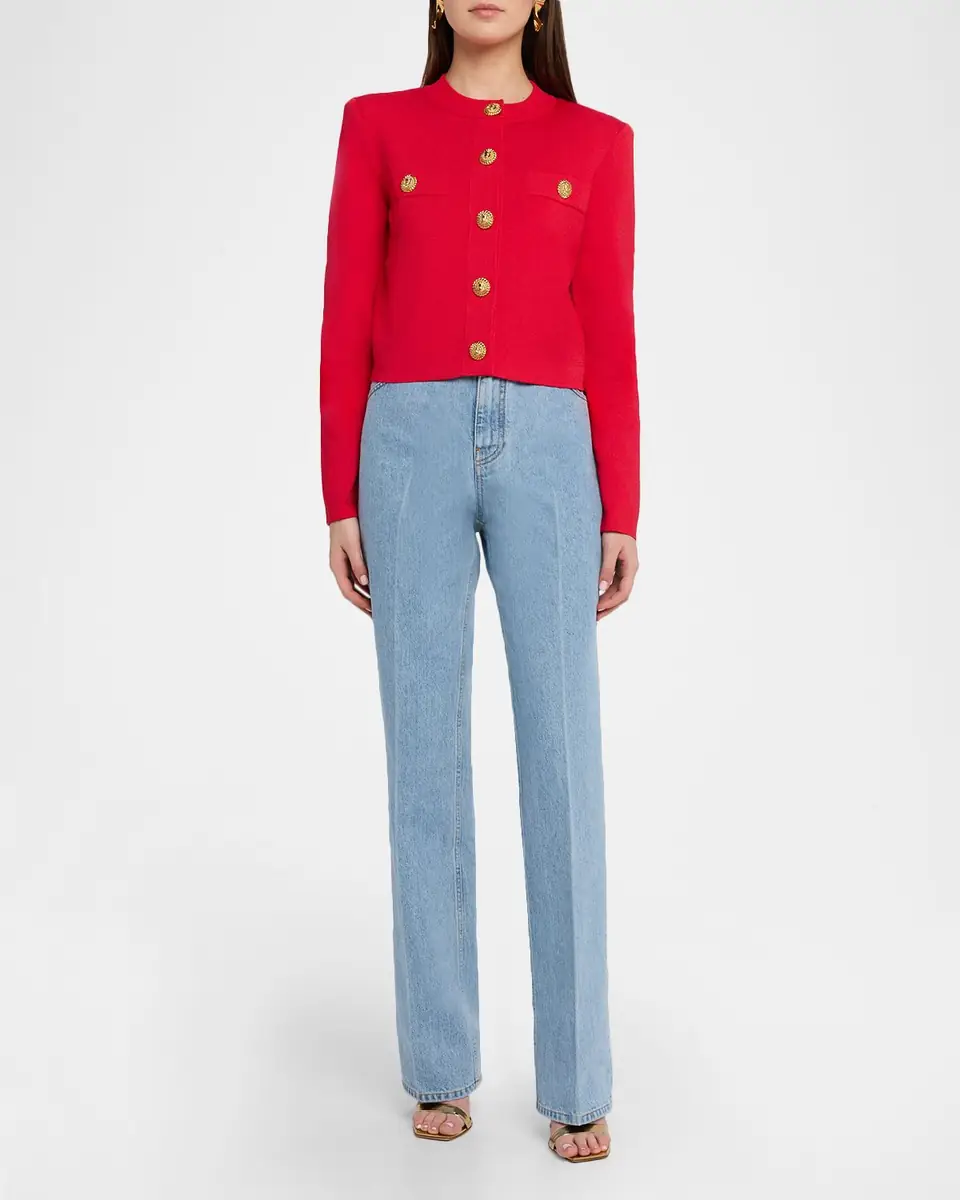 Balmain High-Waisted Flared Denim Jeans | Thumbnail 2 Balmain High-Waisted Flared Denim Jeans | Thumbnail 2