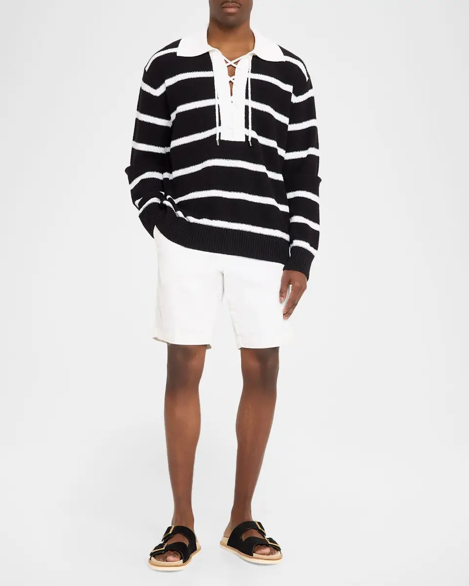 Dolce & Gabbana Men's Lace-Up Johnny Collar Polo Sweater | Thumbnail 2 Dolce & Gabbana Men's Lace-Up Johnny Collar Polo Sweater | Thumbnail 2