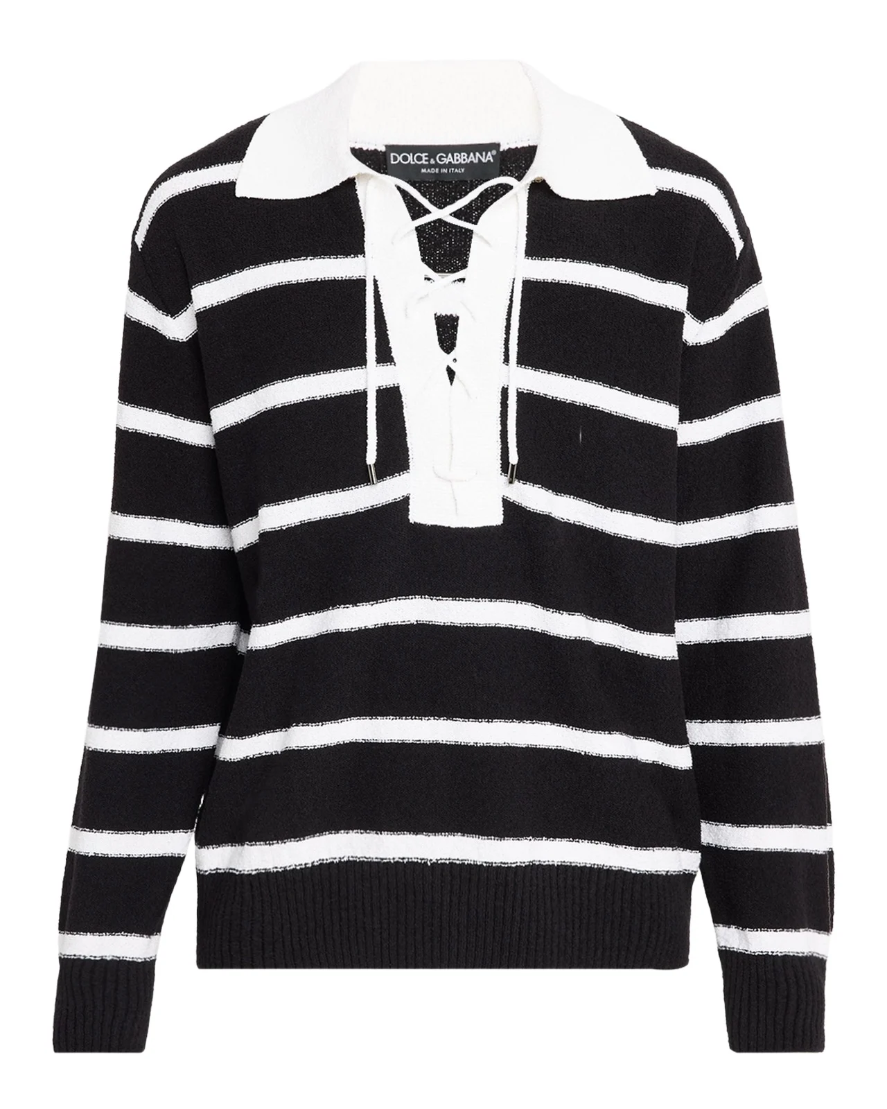 Dolce & Gabbana Men's Lace-Up Johnny Collar Polo Sweater