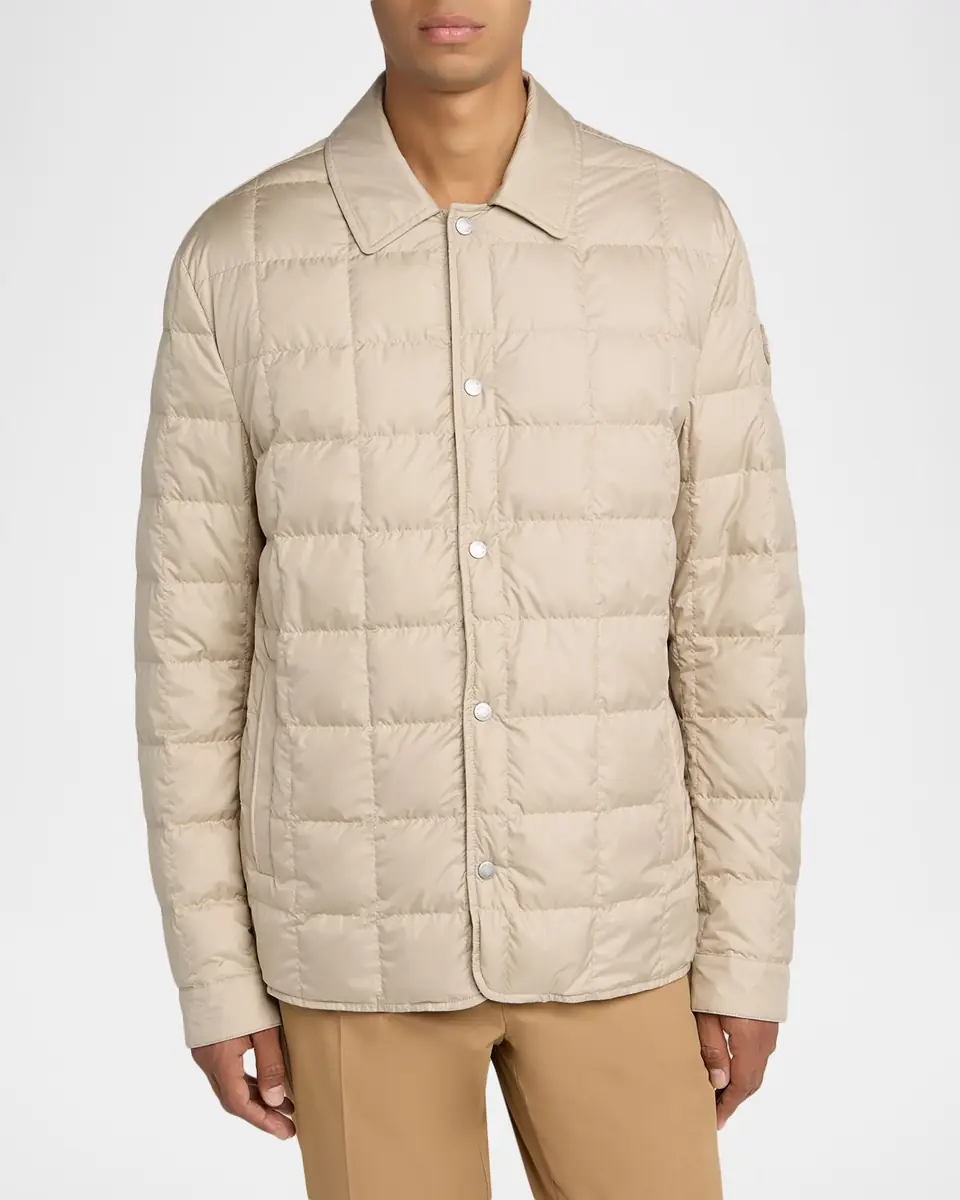 Moncler Men's Castellana Square-Quilted Down Shirt Jacket | Thumbnail 4 Moncler Men's Castellana Square-Quilted Down Shirt Jacket | Thumbnail 4