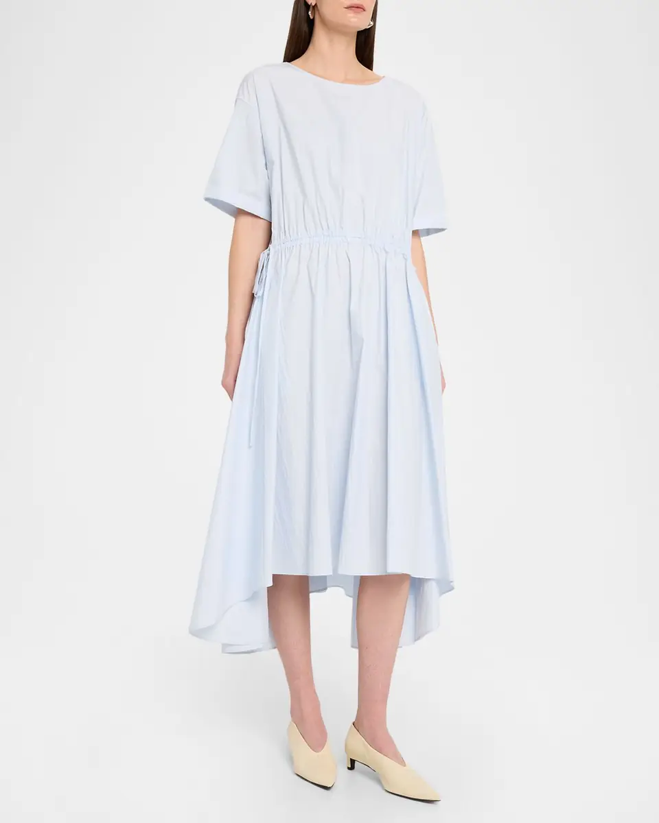 Lafayette 148 New York Drawstring Cotton Midi Dress | Thumbnail 4 Lafayette 148 New York Drawstring Cotton Midi Dress | Thumbnail 4