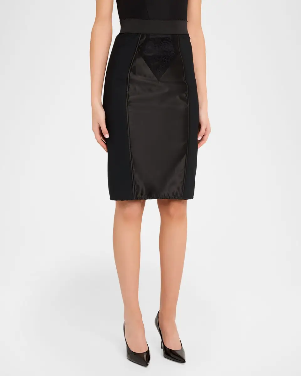 Dolce & Gabbana Lace Satin Paneled Pencil Skirt | Thumbnail 4 Dolce & Gabbana Lace Satin Paneled Pencil Skirt | Thumbnail 4