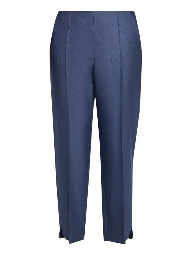 Silk Straight-Leg Ankle Slit Trousers Silk Straight-Leg Ankle Slit Trousers