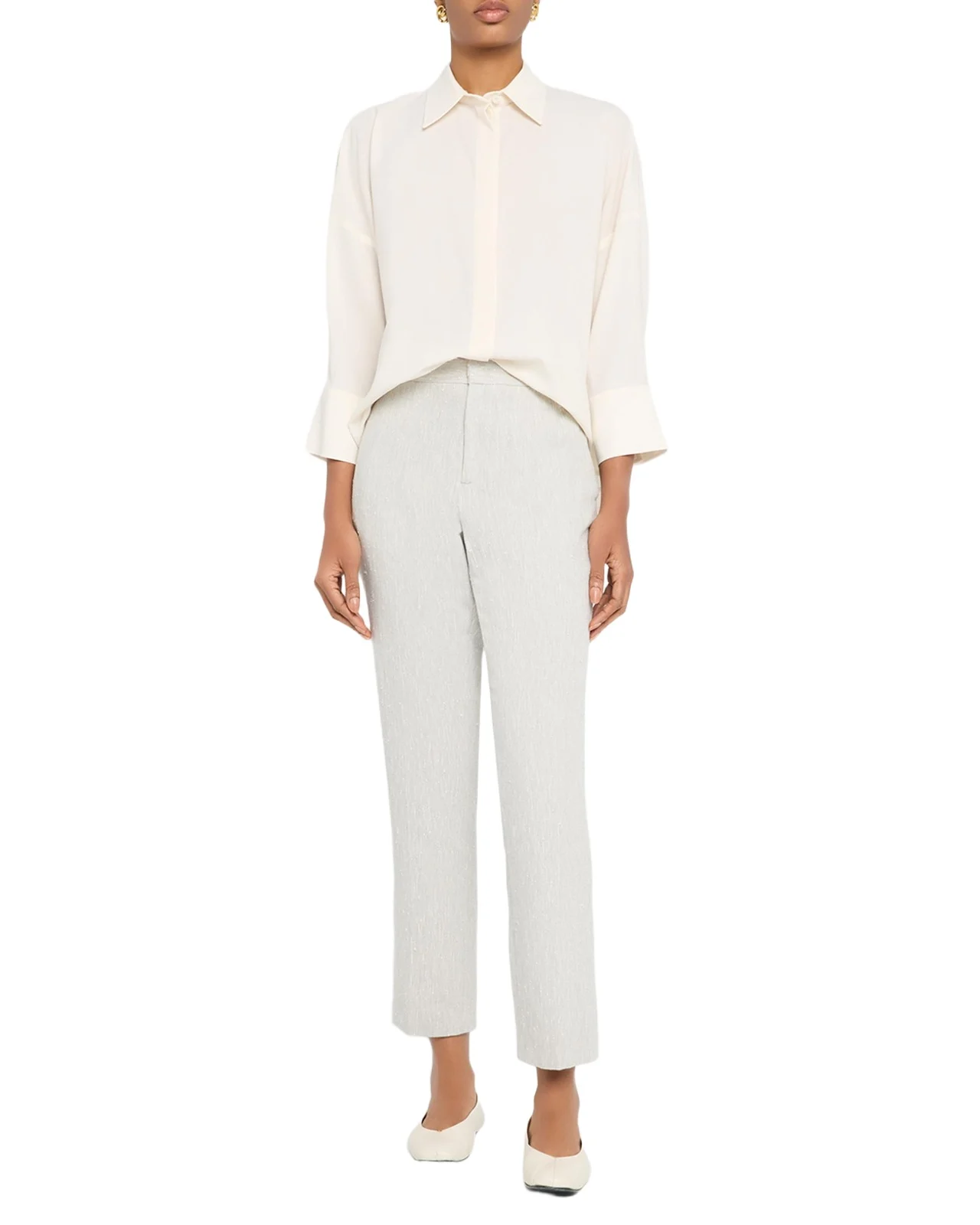 Fabiana Filippi Sheer Inset Stretch Wool-Blend Shirt