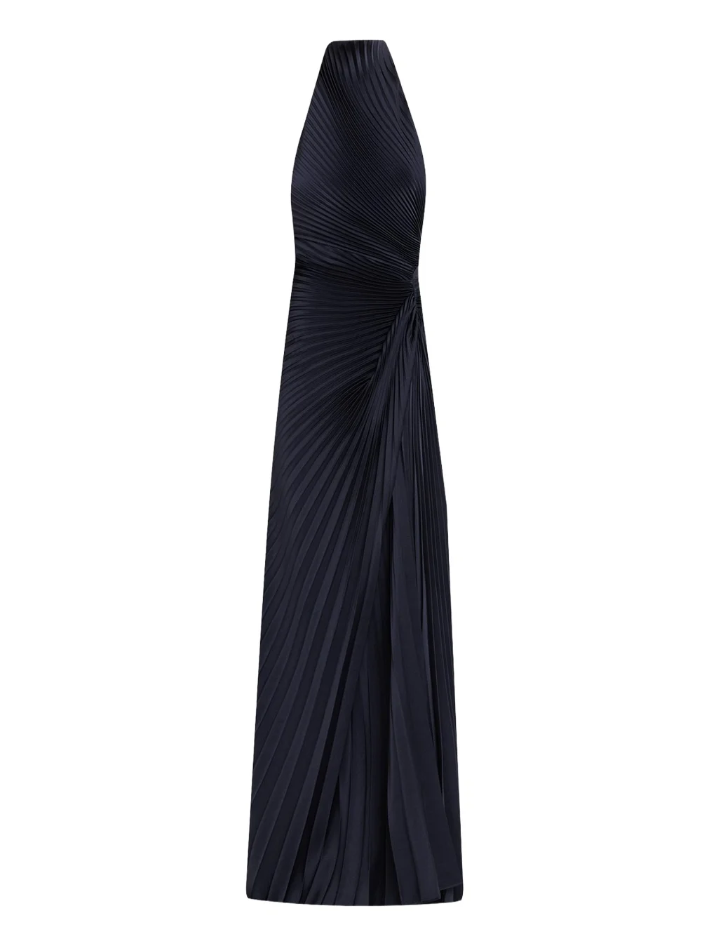 Romy High-Neck Pleated Satin Gown
