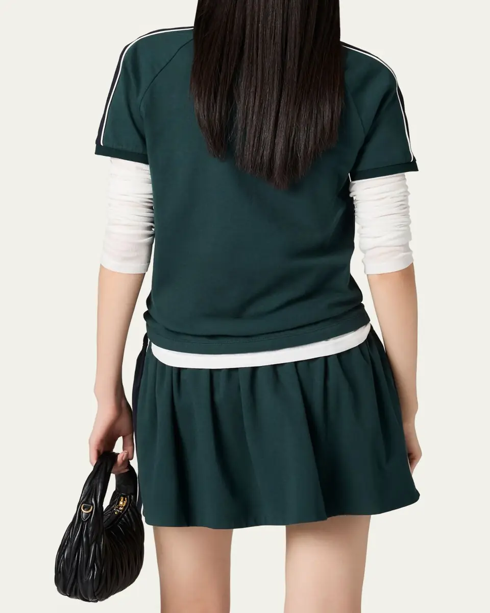 Miu Miu Embroidered Logo Cotton Jersey Polo Shirt | Thumbnail 3 Miu Miu Embroidered Logo Cotton Jersey Polo Shirt | Thumbnail 3