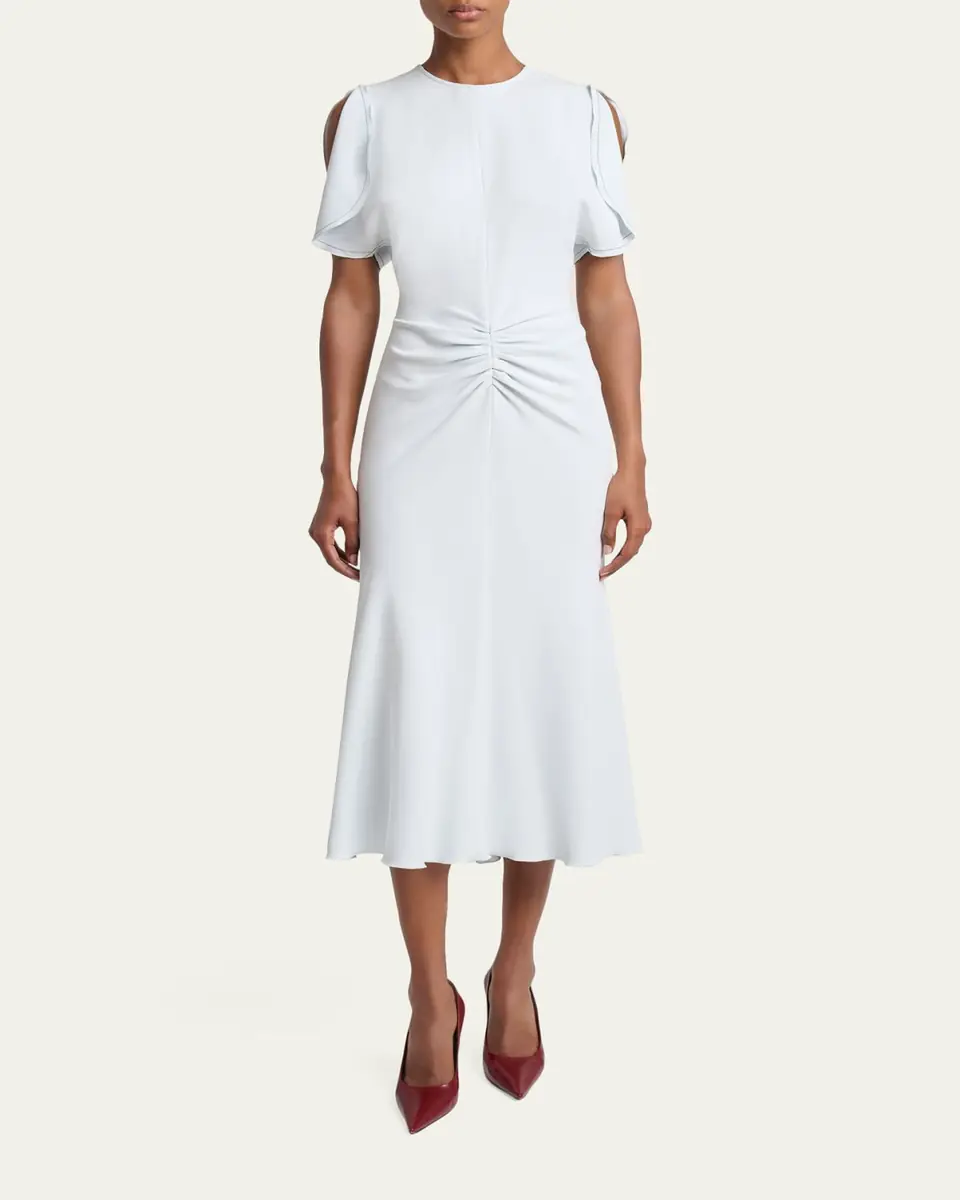 Victoria Beckham Gathered Waist Crepe Midi Dress | Thumbnail 2 Victoria Beckham Gathered Waist Crepe Midi Dress | Thumbnail 2