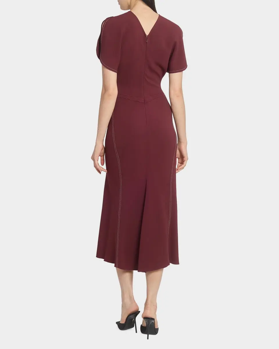 Victoria Beckham Gathered Waist Crepe Midi Dress | Thumbnail 11 Victoria Beckham Gathered Waist Crepe Midi Dress | Thumbnail 11