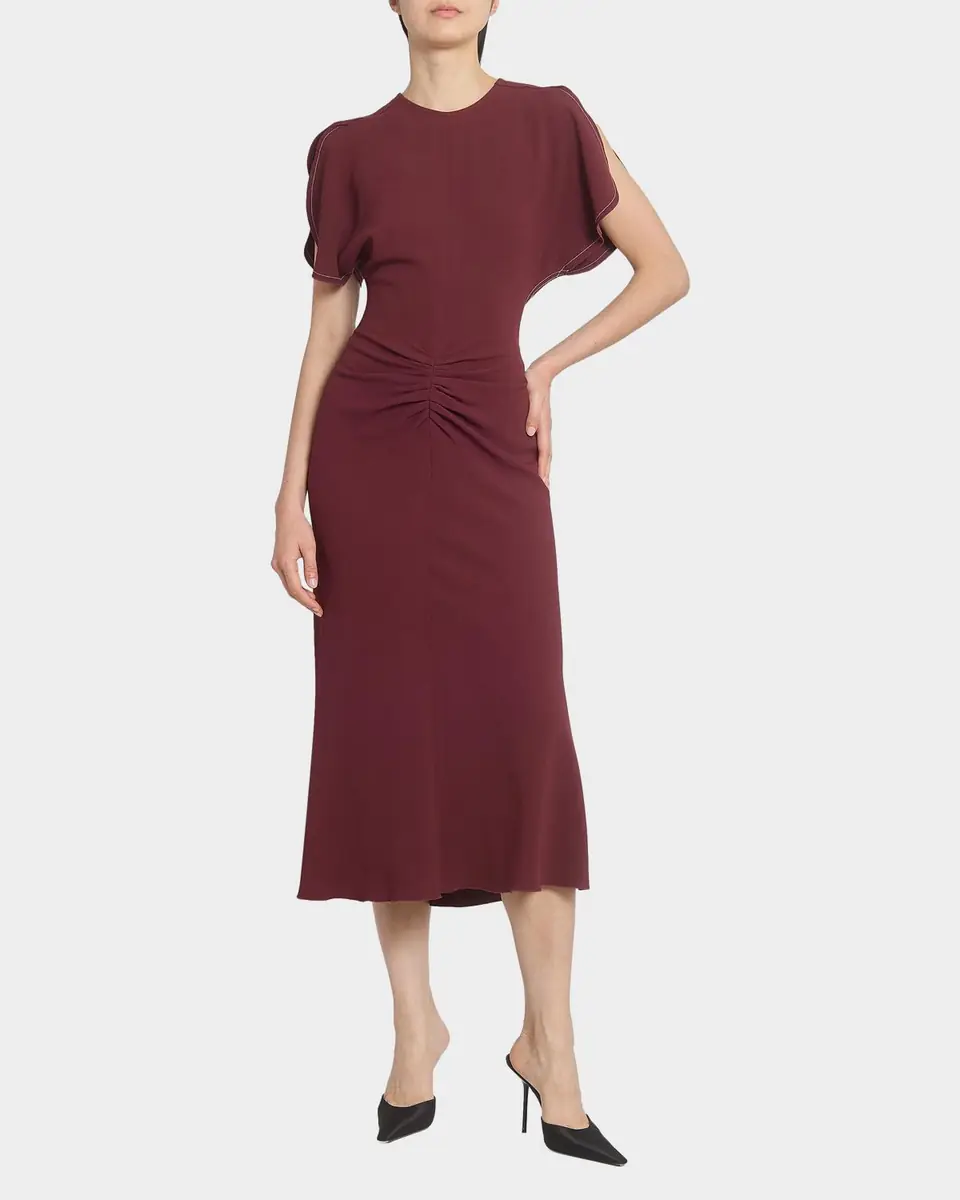 Victoria Beckham Gathered Waist Crepe Midi Dress | Thumbnail 14 Victoria Beckham Gathered Waist Crepe Midi Dress | Thumbnail 14