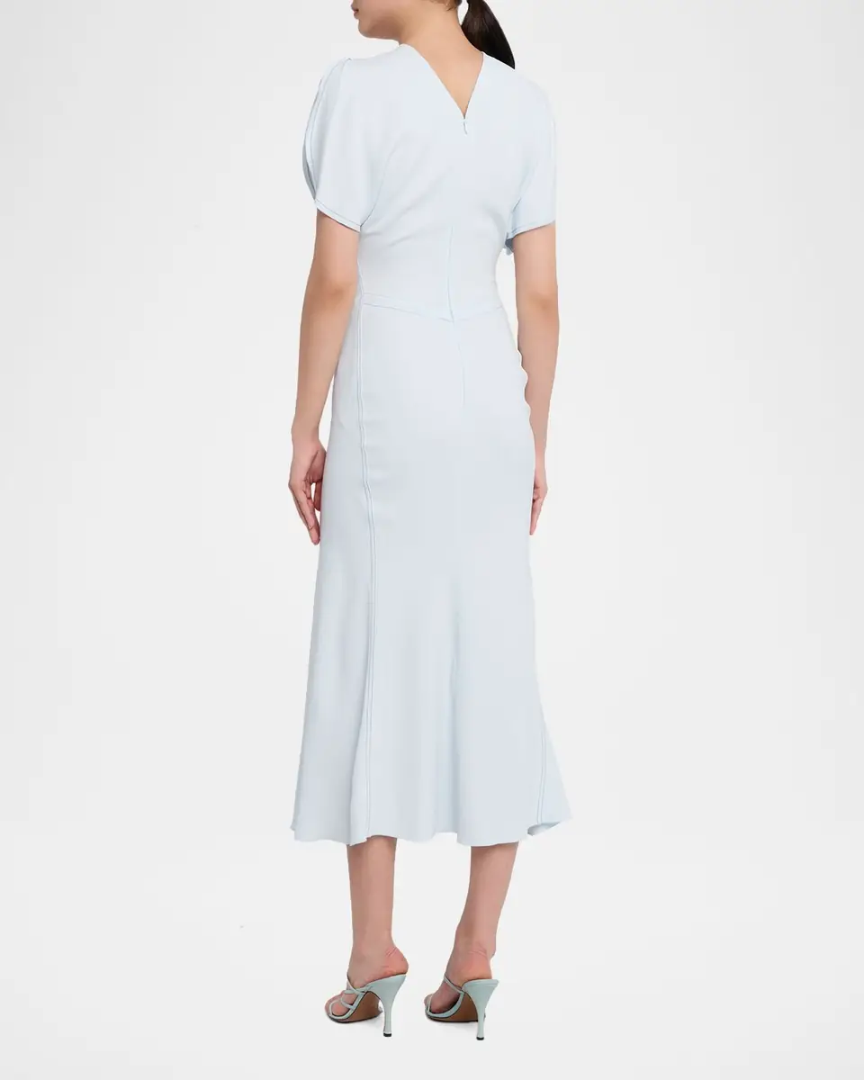 Victoria Beckham Gathered Waist Crepe Midi Dress | Thumbnail 7 Victoria Beckham Gathered Waist Crepe Midi Dress | Thumbnail 7