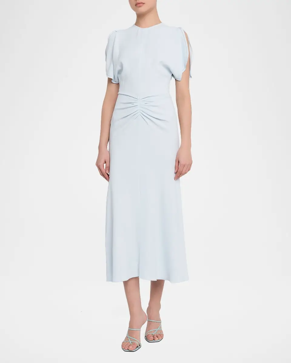 Victoria Beckham Gathered Waist Crepe Midi Dress | Thumbnail 8 Victoria Beckham Gathered Waist Crepe Midi Dress | Thumbnail 8