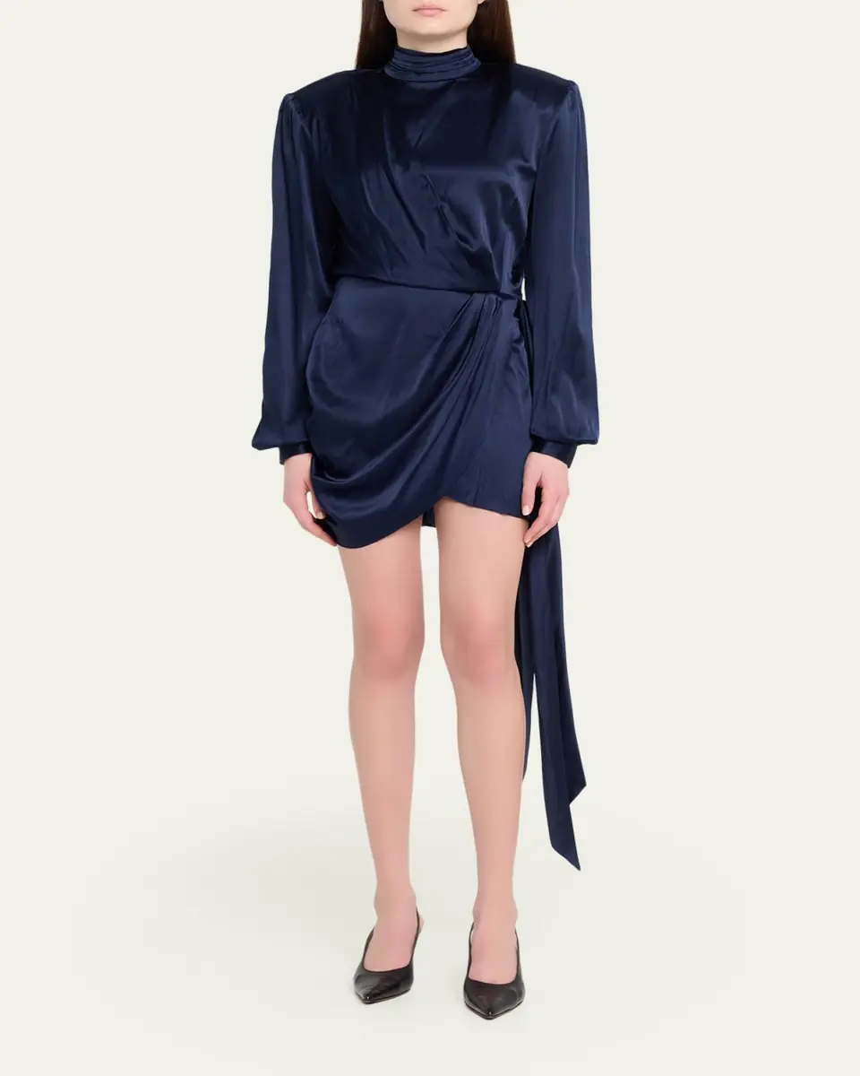 Ronny Kobo Imara Draped Open-Back Charmeuse Mini Dress | Thumbnail 2