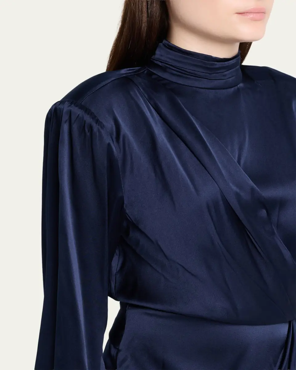 Ronny Kobo Imara Draped Open-Back Charmeuse Mini Dress | Thumbnail 5
