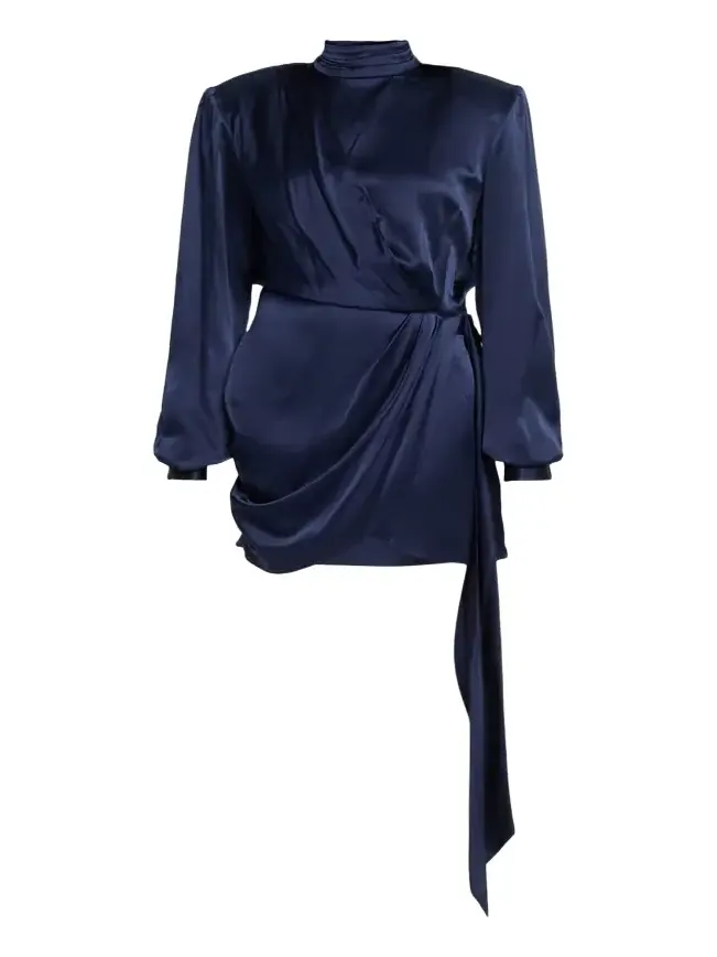 Ronny Kobo Imara Draped Open-Back Charmeuse Mini Dress