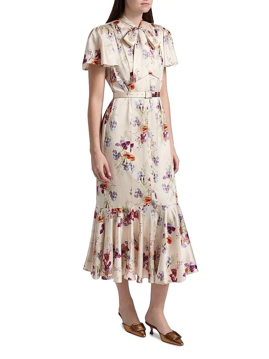 Cinq à Sept Women's Iris Bouquet Willow Floral A-Line Midi-Shirtdress | Thumbnail 4 Cinq à Sept Women's Iris Bouquet Willow Floral A-Line Midi-Shirtdress | Thumbnail 4
