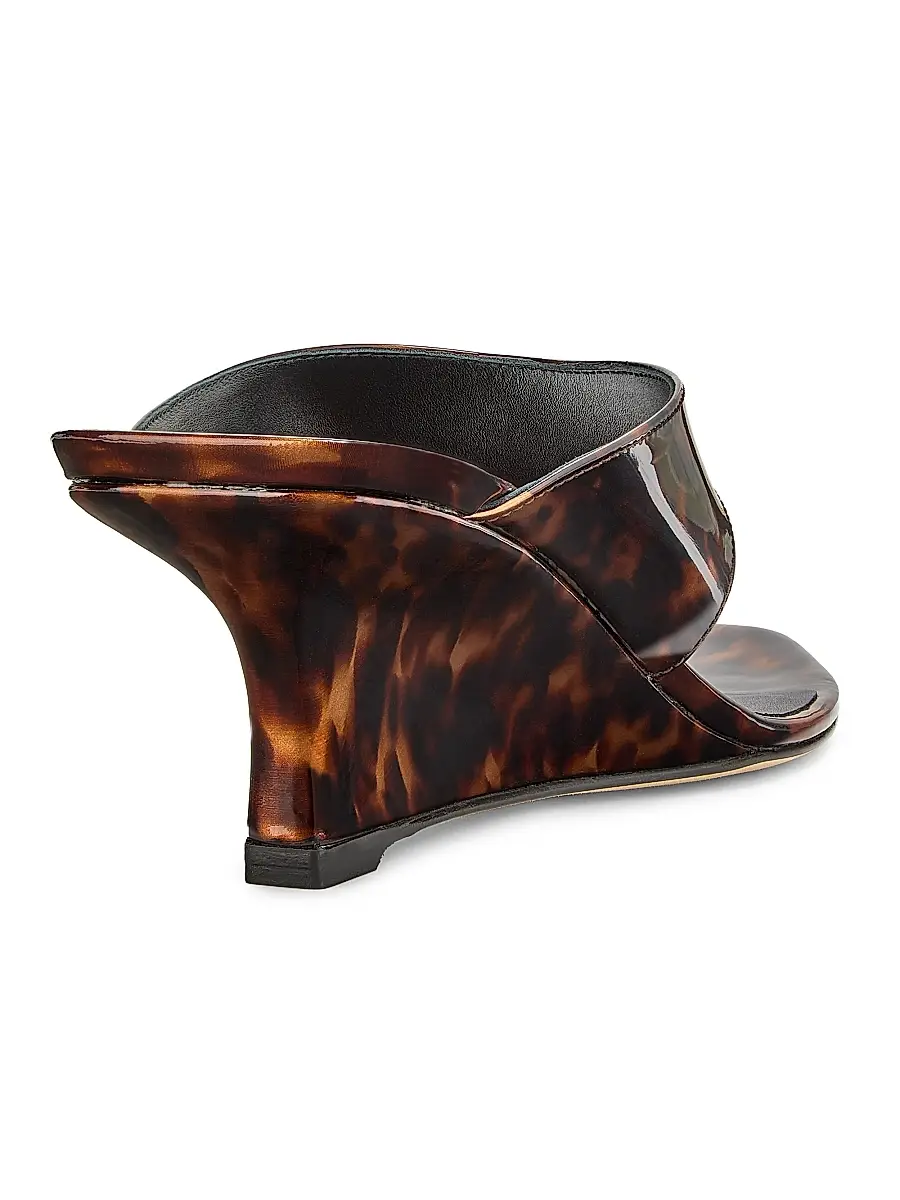 Stuart Weitzman Women's 50MM Vinnie Printed Patent Leather Wedge Sandals | Thumbnail 3