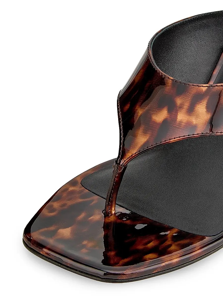 Stuart Weitzman Women's 50MM Vinnie Printed Patent Leather Wedge Sandals | Thumbnail 5