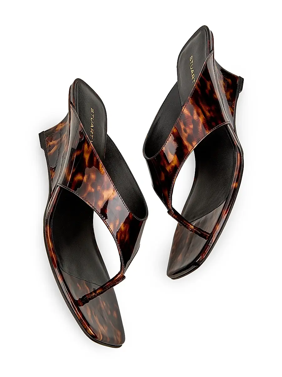 Stuart Weitzman Women's 50MM Vinnie Printed Patent Leather Wedge Sandals | Thumbnail 6