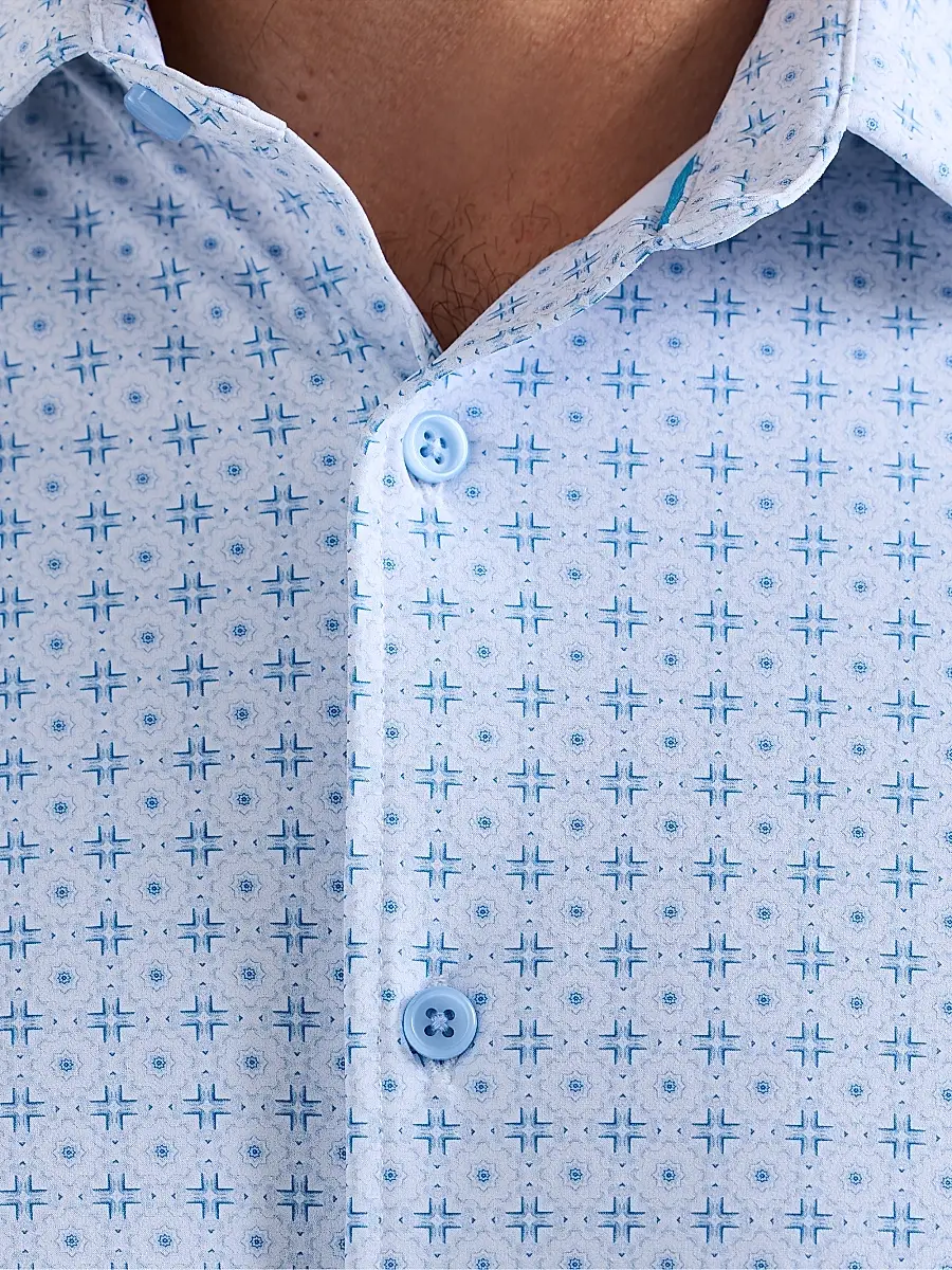 Robert Graham Men's Brompton Printed Short-Sleeve Shirt - Blue | Thumbnail 7 Robert Graham Men's Brompton Printed Short-Sleeve Shirt - Blue | Thumbnail 7