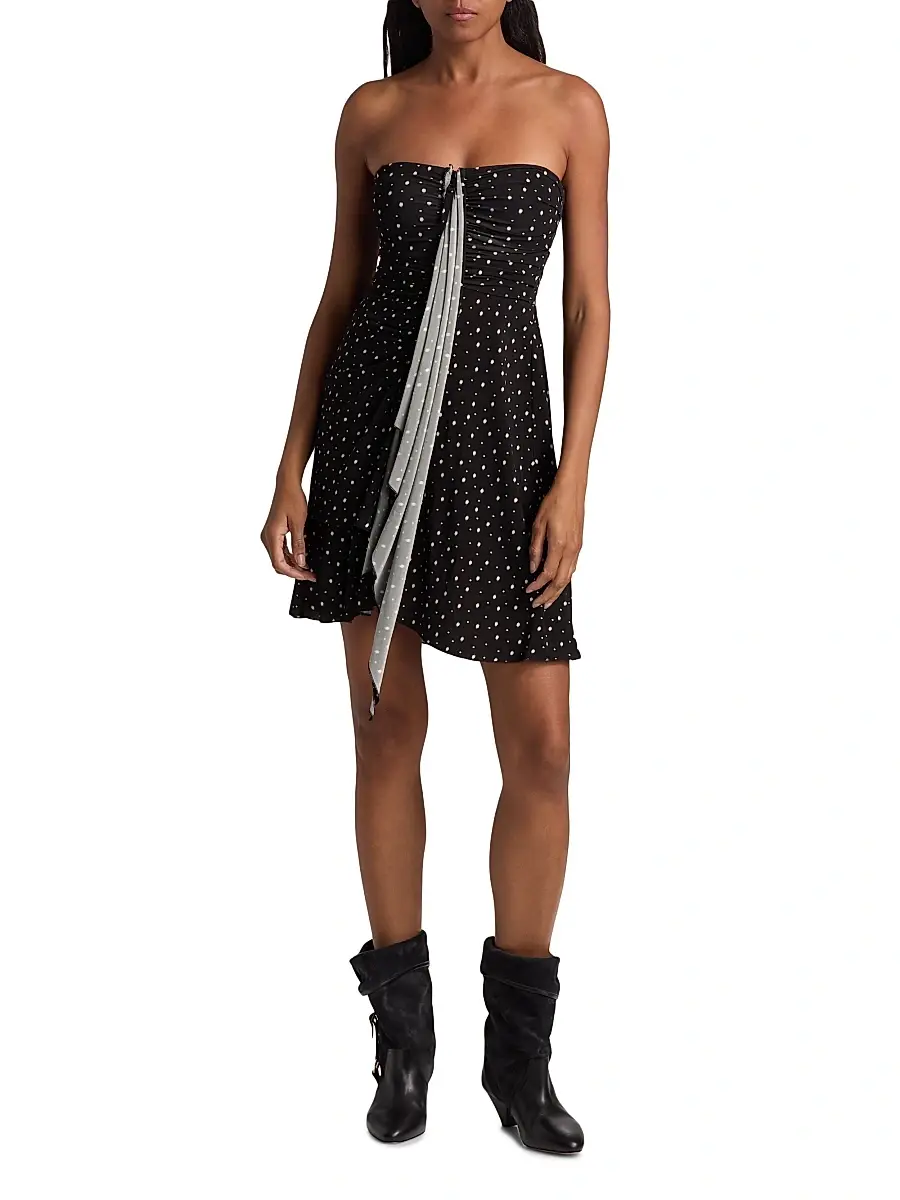 Isabel Marant Women's Gemma Polka-Dot Draped Strapless Minidress | Thumbnail 2 Isabel Marant Women's Gemma Polka-Dot Draped Strapless Minidress | Thumbnail 2