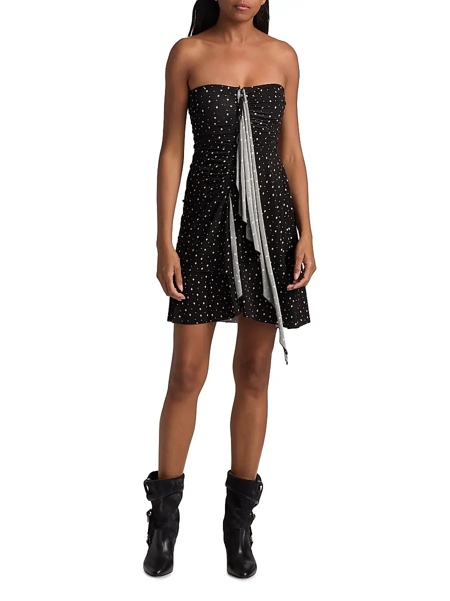 Isabel Marant Women's Gemma Polka-Dot Draped Strapless Minidress | Thumbnail 3 Isabel Marant Women's Gemma Polka-Dot Draped Strapless Minidress | Thumbnail 3