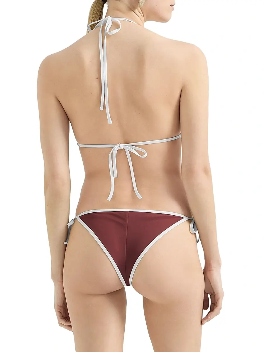 Brunello Cucinelli Women's Techno Jersey Bikini Top With Monili - Bordeaux | Thumbnail 3 Brunello Cucinelli Women's Techno Jersey Bikini Top With Monili - Bordeaux | Thumbnail 3