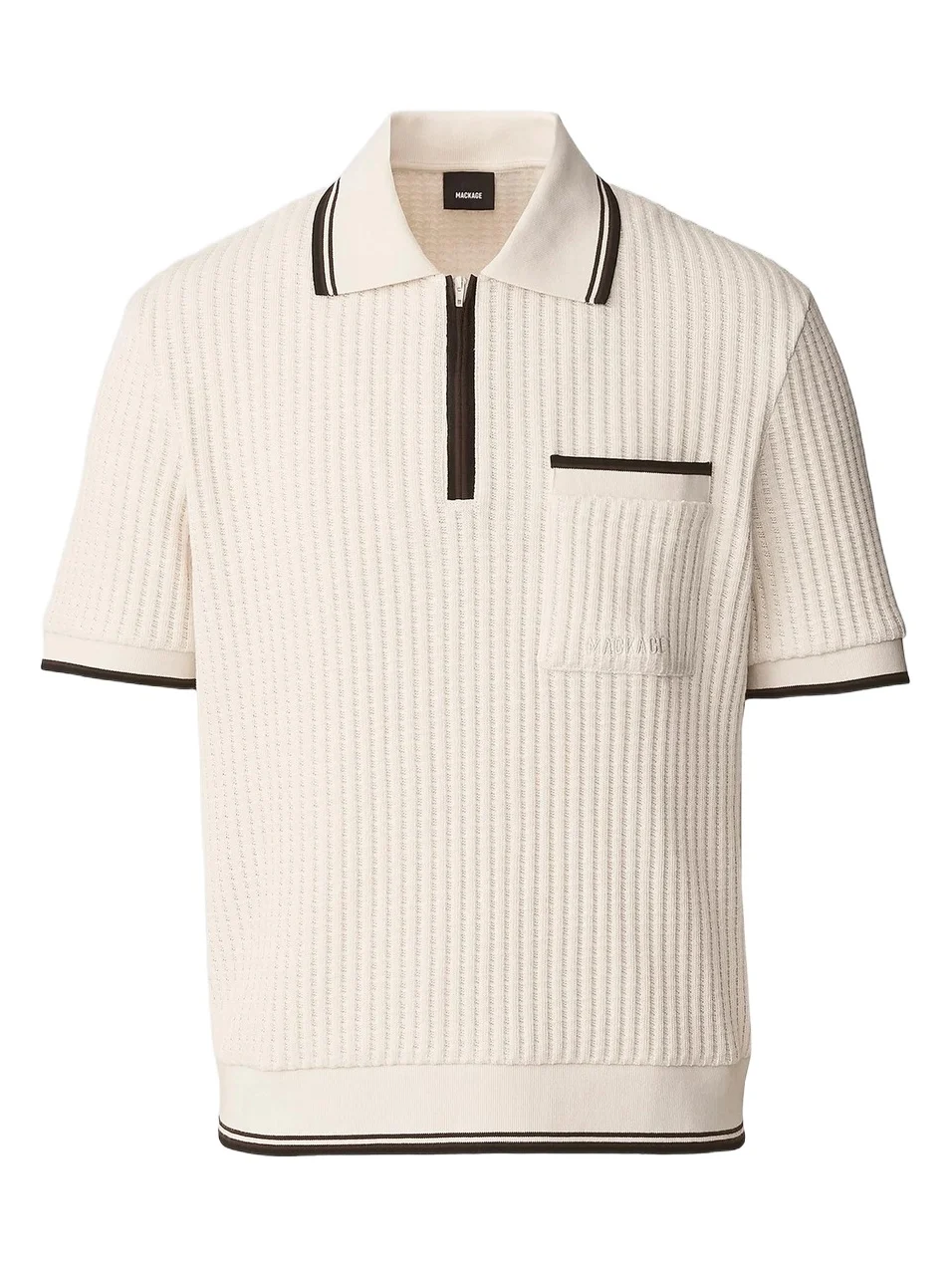 Mackage Men's Estaban Crochet-Knit Quarter-Zip Polo Shirt