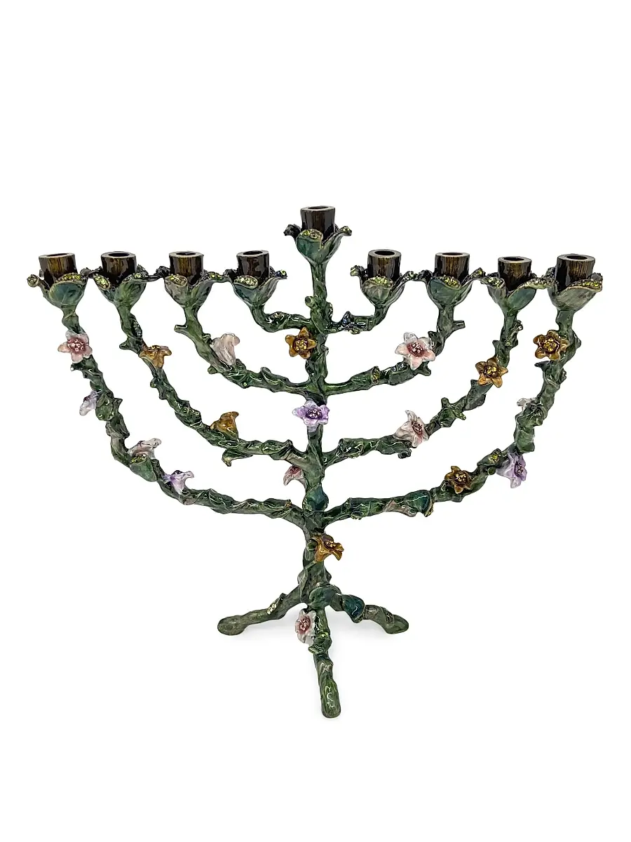 Enameled Jeweled Floral Menorah Enameled Jeweled Floral Menorah