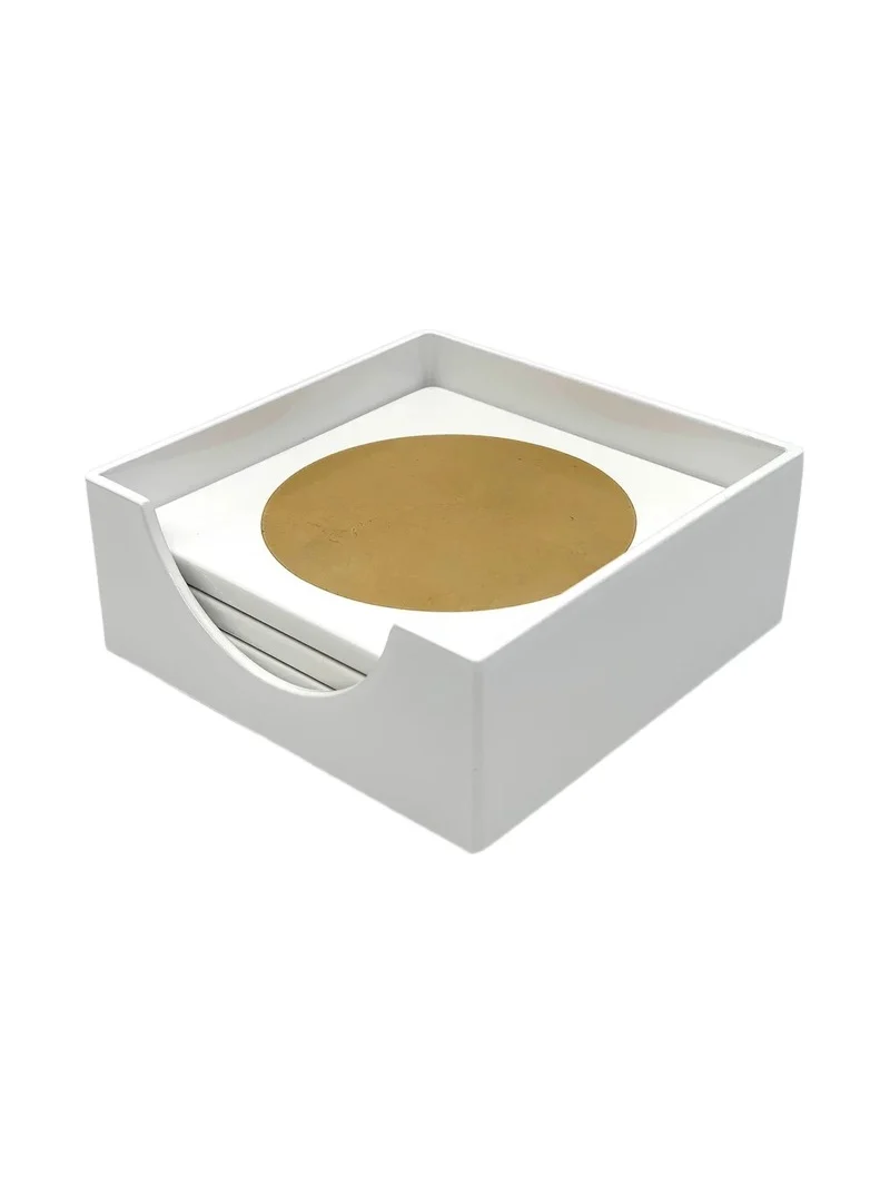 Tizo Golden Circle Wood Coaster & Coaster Holder Set