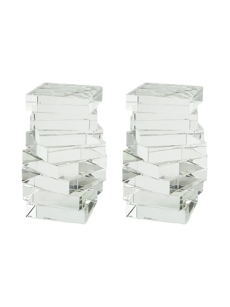 Tizo Clear Crystal Twisted Bookend Pair