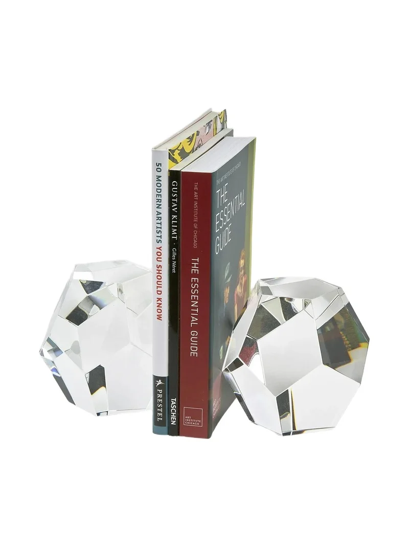 Tizo Clear Crystal Faceted Diamond Bookends