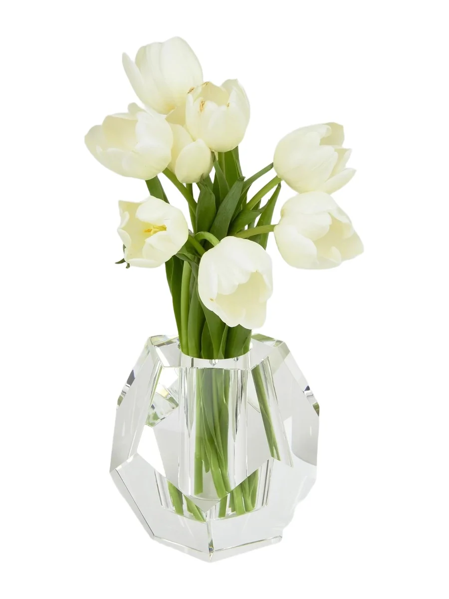 Tizo Clear Crystal Diamond-Cut Vase