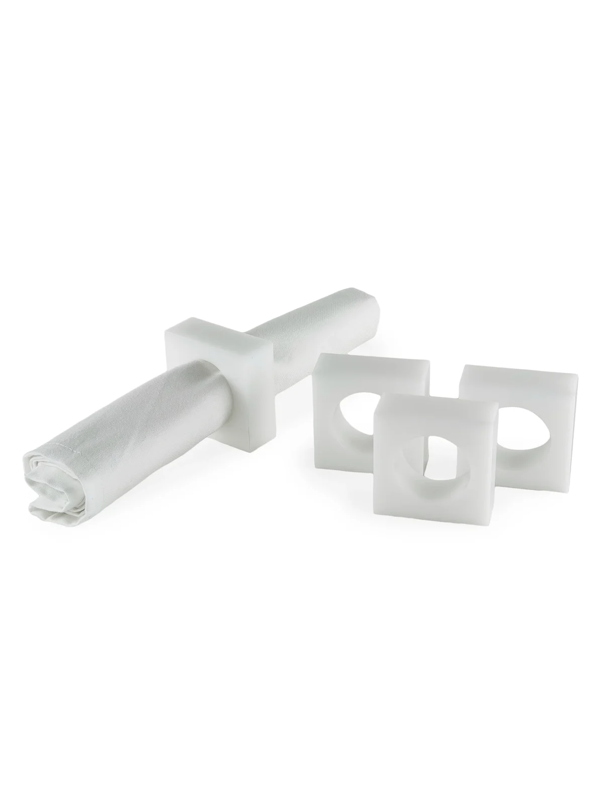 Tizo Lucite 4-Piece Square Napkin Ring Set