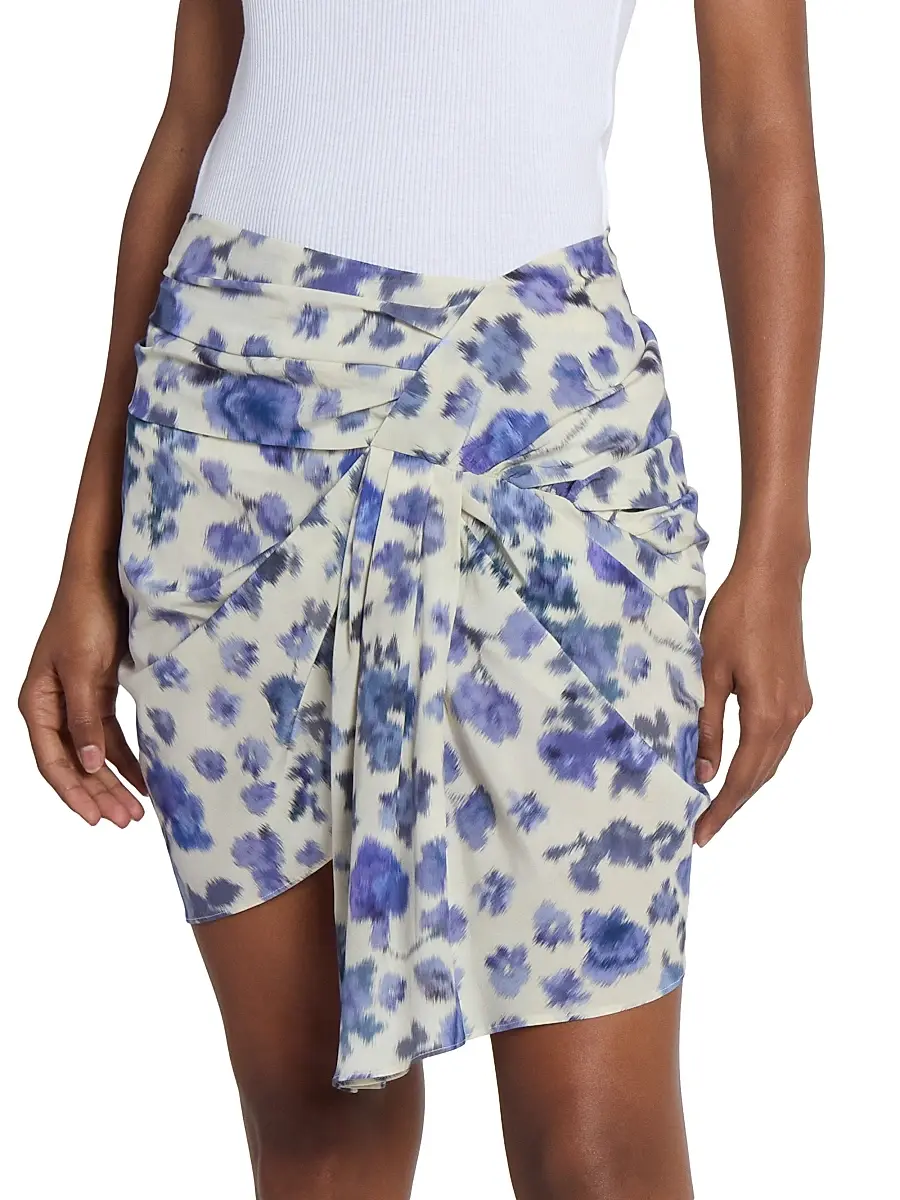 Isabel Marant Women's Ovia Printed Draped Stretch-Silk Miniskirt | Thumbnail 4 Isabel Marant Women's Ovia Printed Draped Stretch-Silk Miniskirt | Thumbnail 4