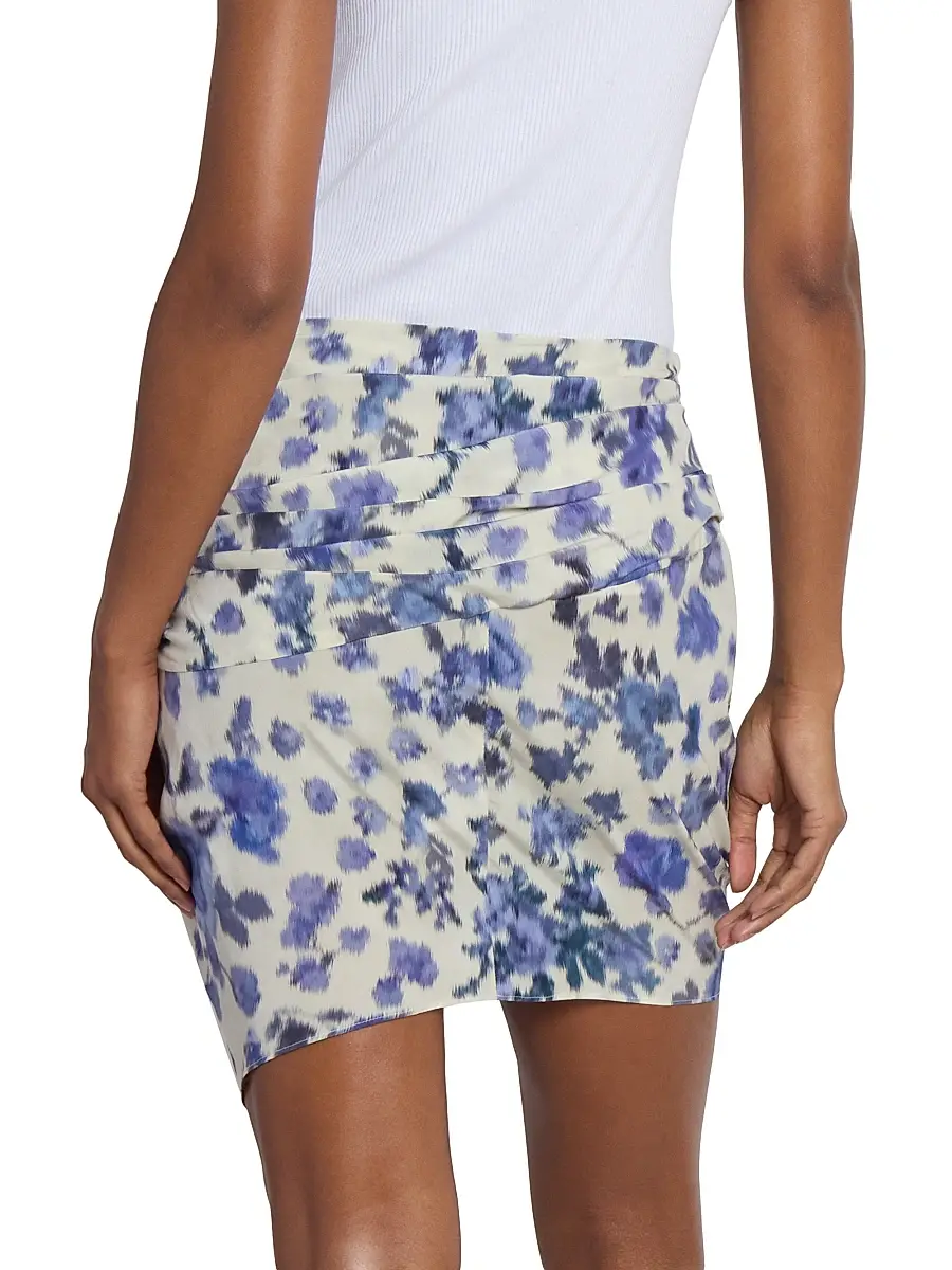Isabel Marant Women's Ovia Printed Draped Stretch-Silk Miniskirt | Thumbnail 5 Isabel Marant Women's Ovia Printed Draped Stretch-Silk Miniskirt | Thumbnail 5